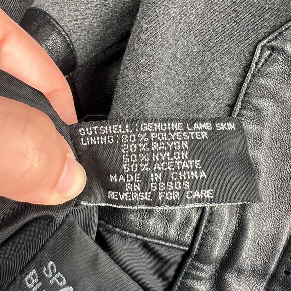 VTG 90s XL Lambskin Black Soft Leather Jacket Lined Coat Button Collar MidLength - Picture 10 of 10